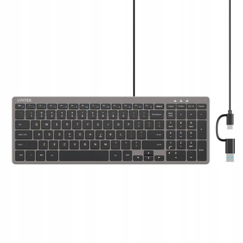 Klawiatura membranowa UNITEK SlimTap USB-C/USB-A