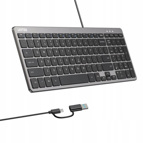 Klawiatura membranowa UNITEK SlimTap USB-C/USB-A