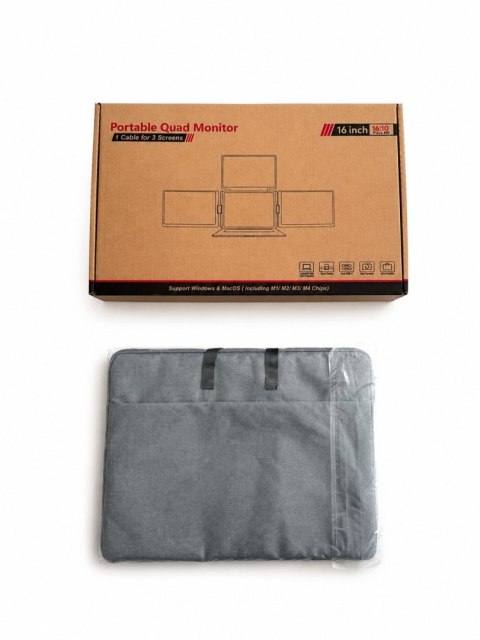 Portable Quad Monitor 16" / Mobilny system „quad monitor" do laptopa + etui