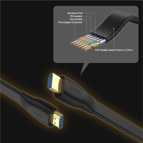 Unitek Kabel HDMI - HDMI 2.0 4K 60Hz płaski 5m