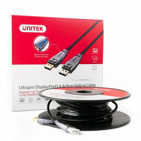 Unitek kabel optyczny DisplayPort 1.4 AOC 8K 15m