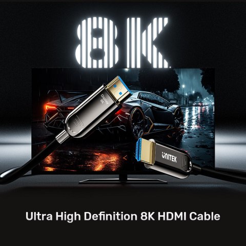 Unitek kabel, przewód optyczny HDMI 2.1 AOC 8K 60Hz/4K 120Hz 20m, 48Gbps