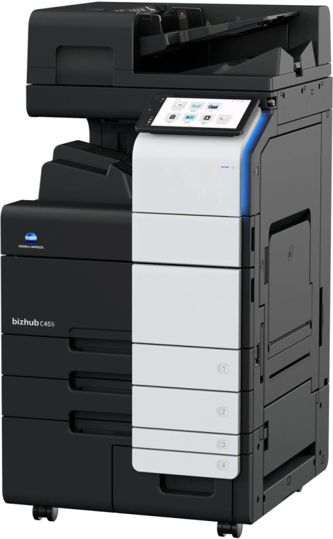 Konica Minolta bizhub C451i + DF-714 + DK-516 + OT-513 + tonery TN-626 CMYK – kolorowa kserokopiarka A3