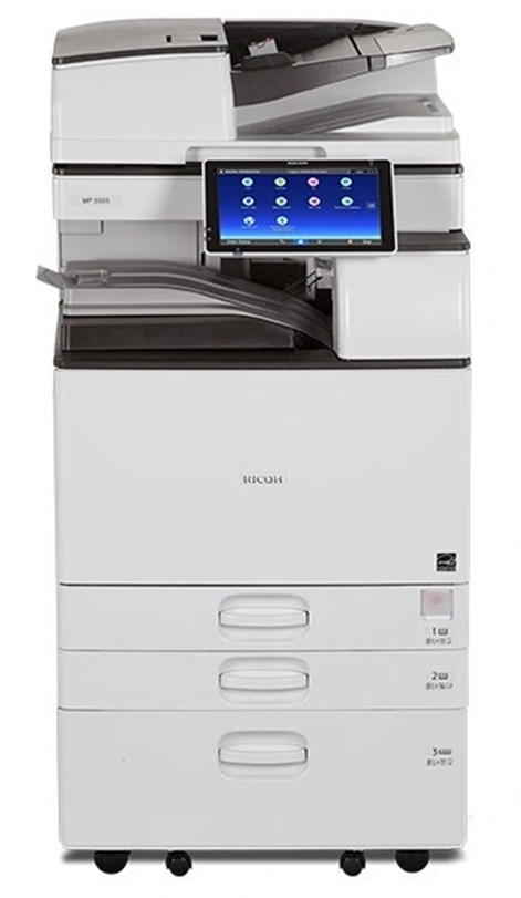 RICOH MP 2555 poleasingowa – kserokopiarka A3 25 str./min z ARDF, duplexem, skanowaniem sieciowym, 2 x 550 ark., szafka.