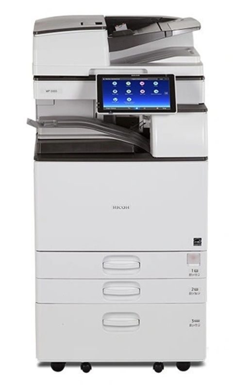 RICOH MP 2555 poleasingowa – kserokopiarka A3 25 str./min z ARDF, duplexem, skanowaniem sieciowym, 2 x 550 ark., szafka.
