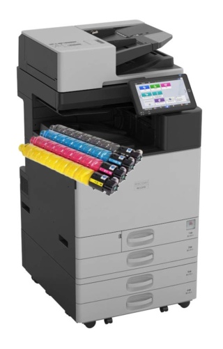 RICOH IM C3010A +SPDF +DUPLEX +PFU PB3320 +komplet tonerów startowych CMYK – kolorowe MFP A3 do szybkiej digitalizacji