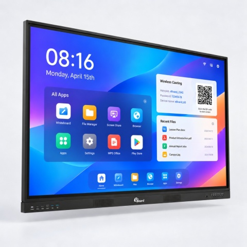 eBoard VD 7516A Essentiale 75″ – monitor interaktywny 4K UHD, Android 16, 40 punktów dotyku, PhET